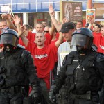 Fanúšikovia Spartaka Trnava a Slovanu Bratislava majú najznámejšie fan kluby na Slovensku – takto minulého septembra fanúšikovia z Trnavy pochodovali ulicami Bratislavy